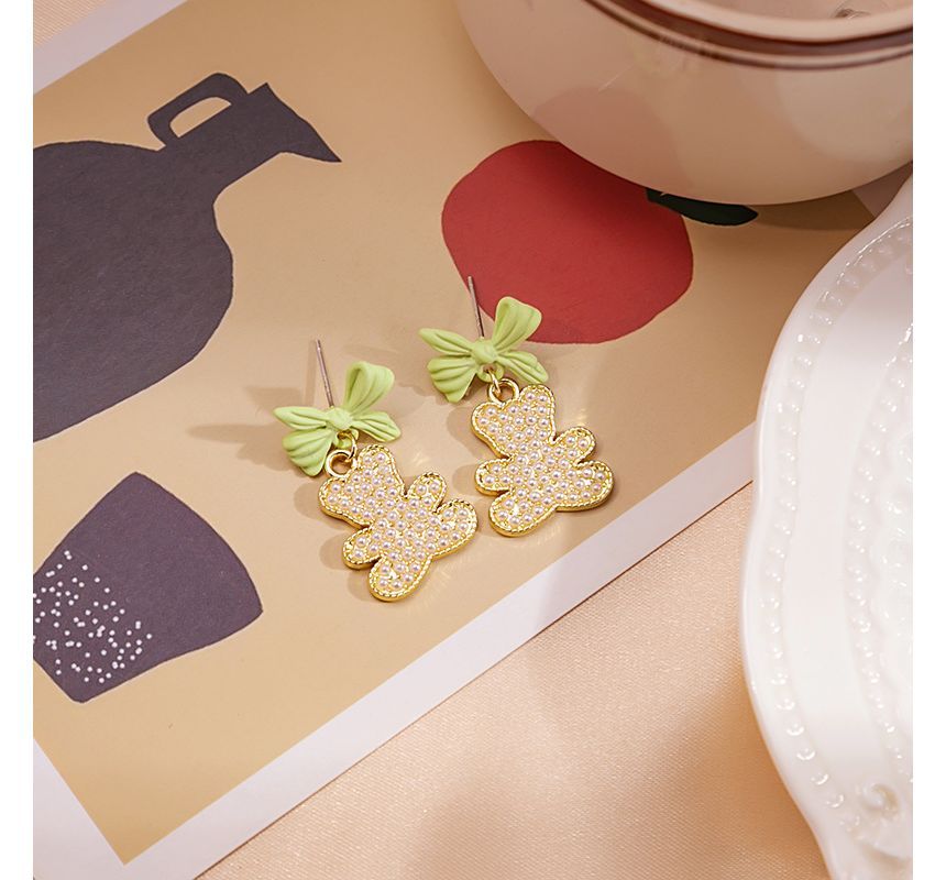 Bow Pearl Bear Alloy Earring SpreePicky