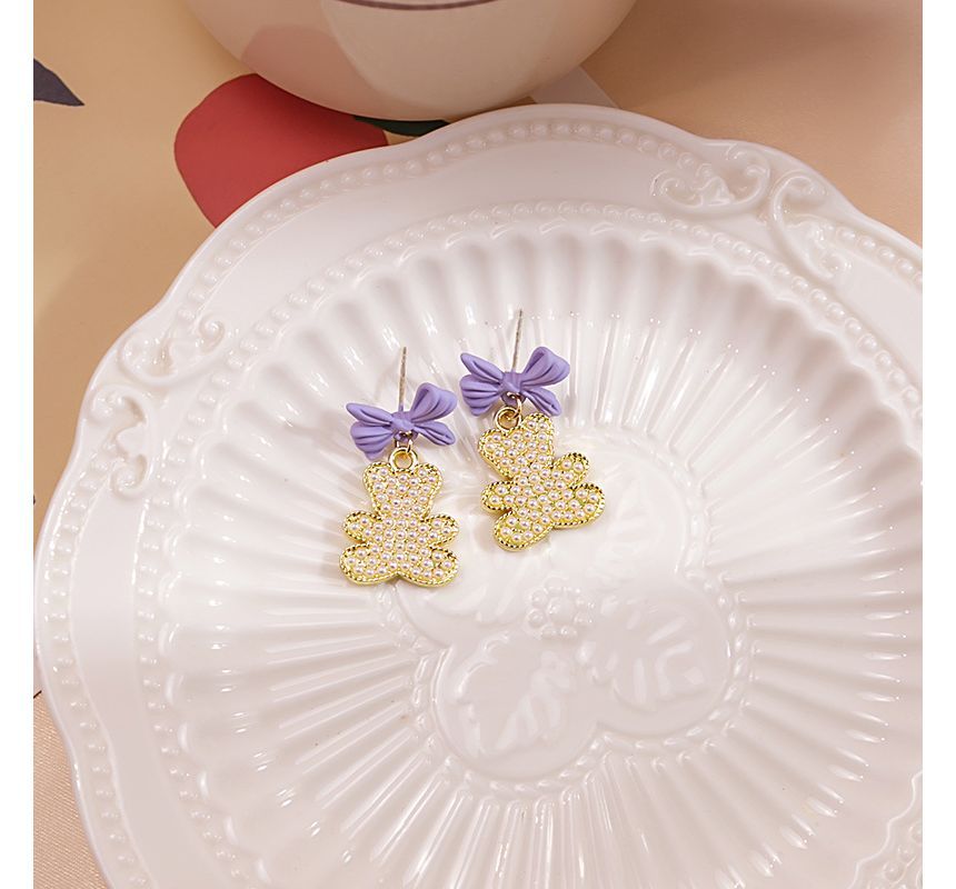 Bow Pearl Bear Alloy Earring SpreePicky