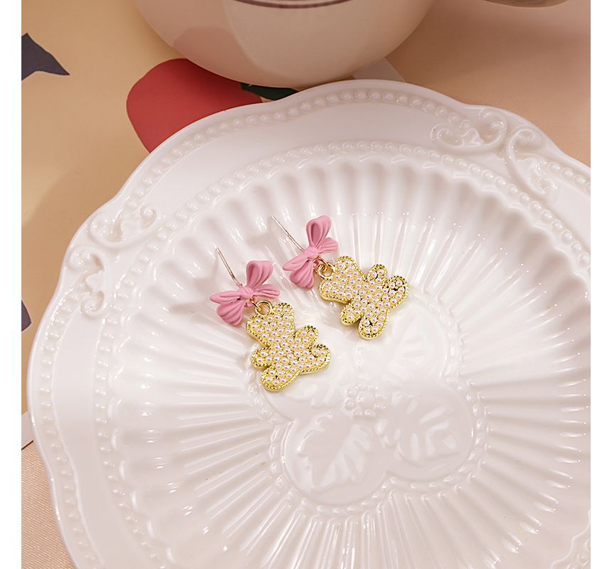 Bow Pearl Bear Alloy Earring SpreePicky