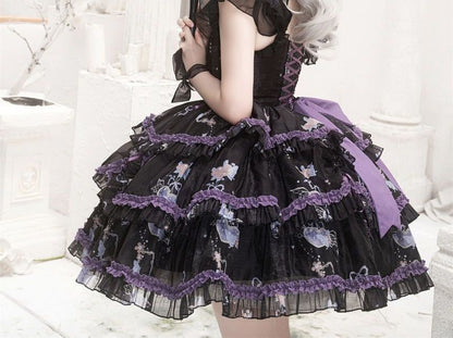 Lolita Cap-Sleeve Mesh Tiered A-Line Dress mySite