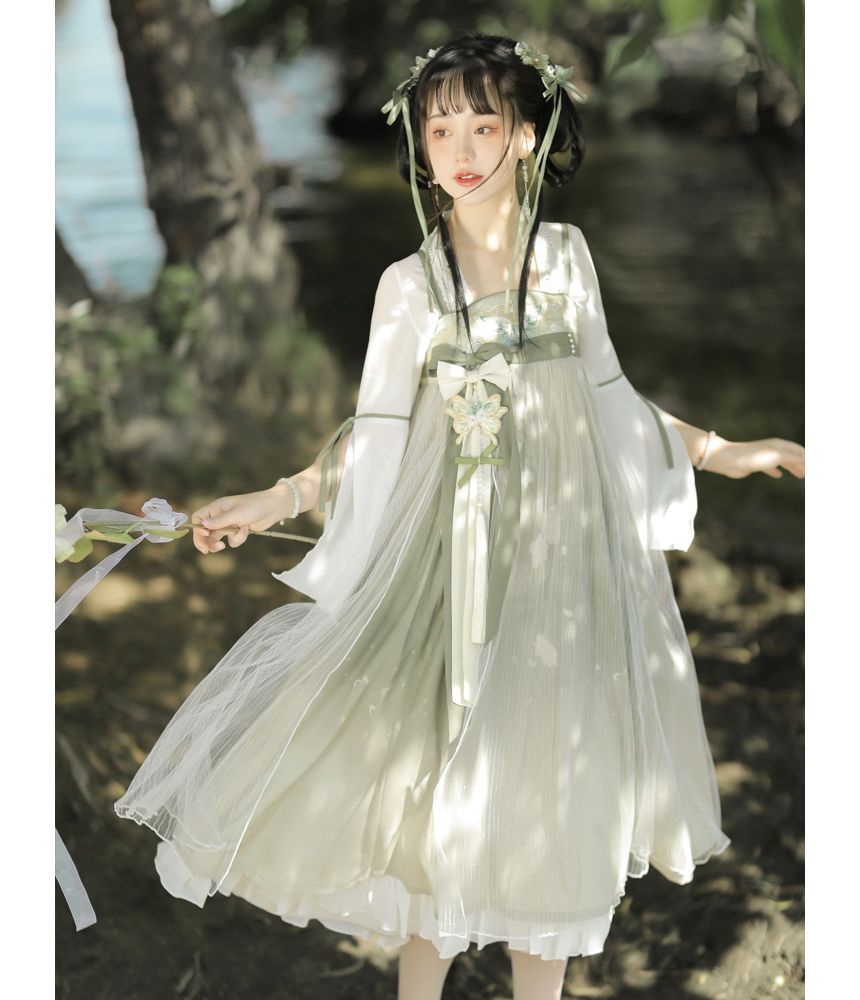 Traditional Chinese Wide-Sleeve Top / Sleeveless Mesh Dress / Set mySite