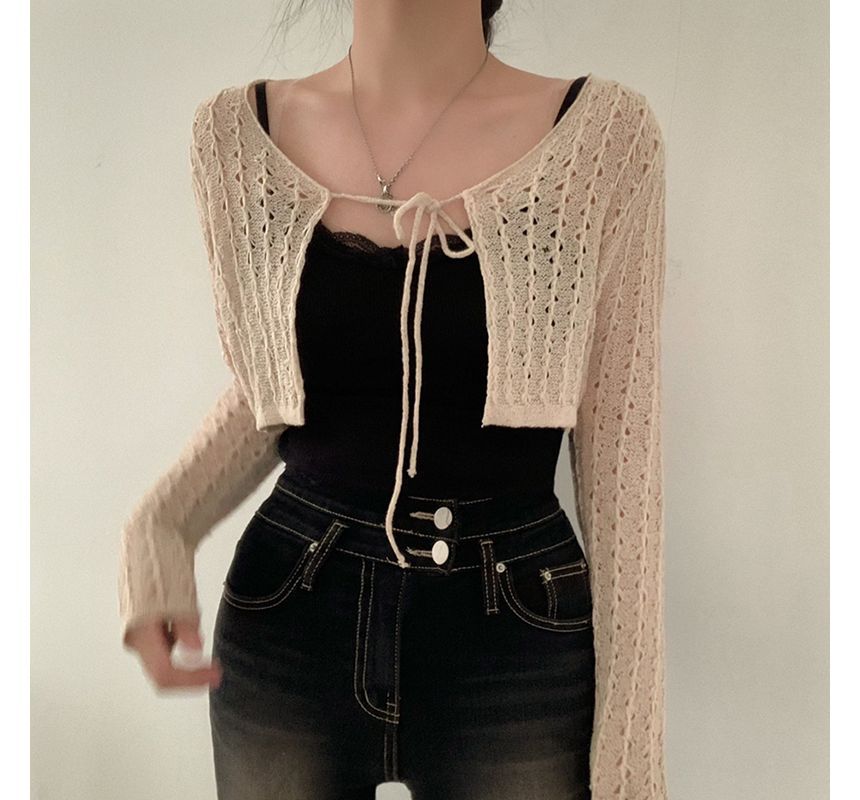 Long-Sleeve Perforated Shrug SpreePicky