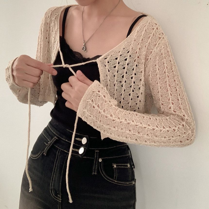 Long-Sleeve Perforated Shrug SpreePicky