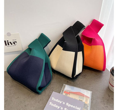 Two Tone Knit Tote Bag SpreePicky