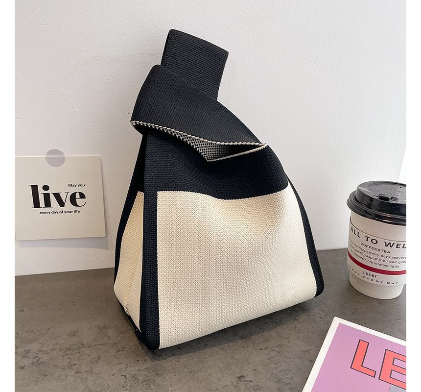 Two Tone Knit Tote Bag SpreePicky