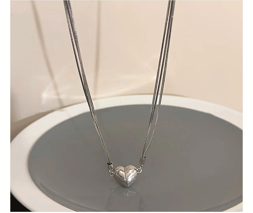 Magnetic Heart Pendant Layered Alloy Choker SpreePicky