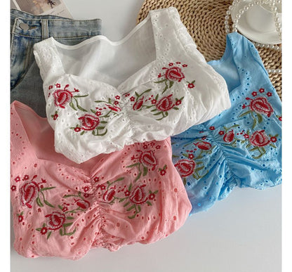 Short-Sleeve Embroidered Crop Tunic mySite