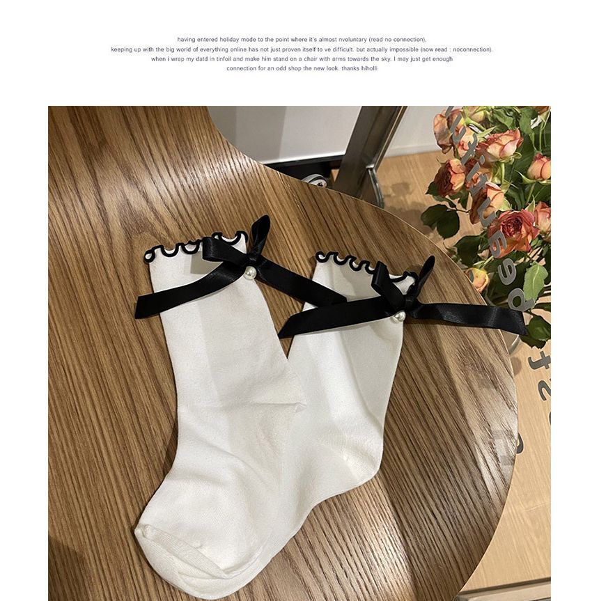 Ribbon Accent Frill Trim Socks SpreePicky