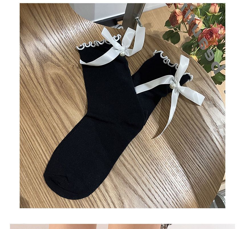 Ribbon Accent Frill Trim Socks SpreePicky