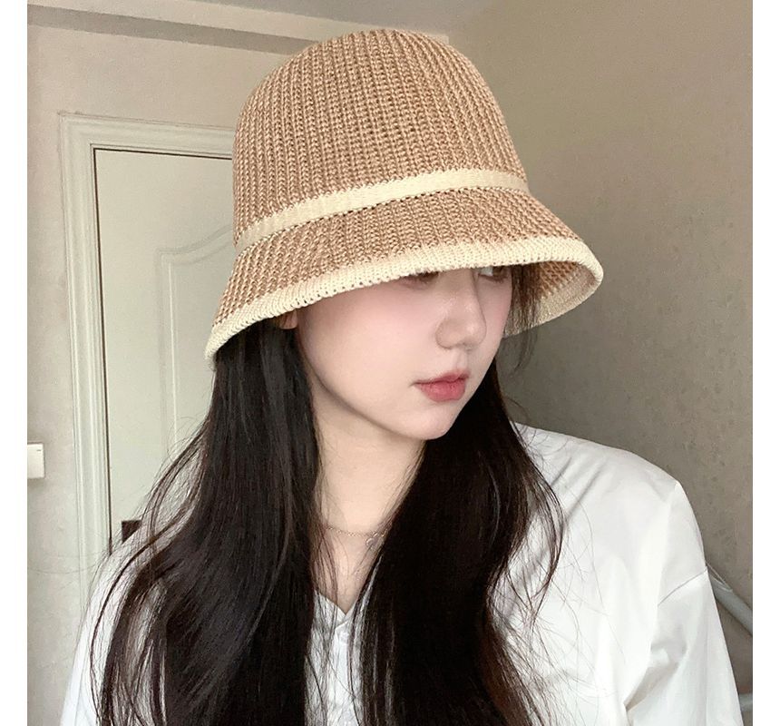 Contrast Trim Straw Bucket Hat SpreePicky