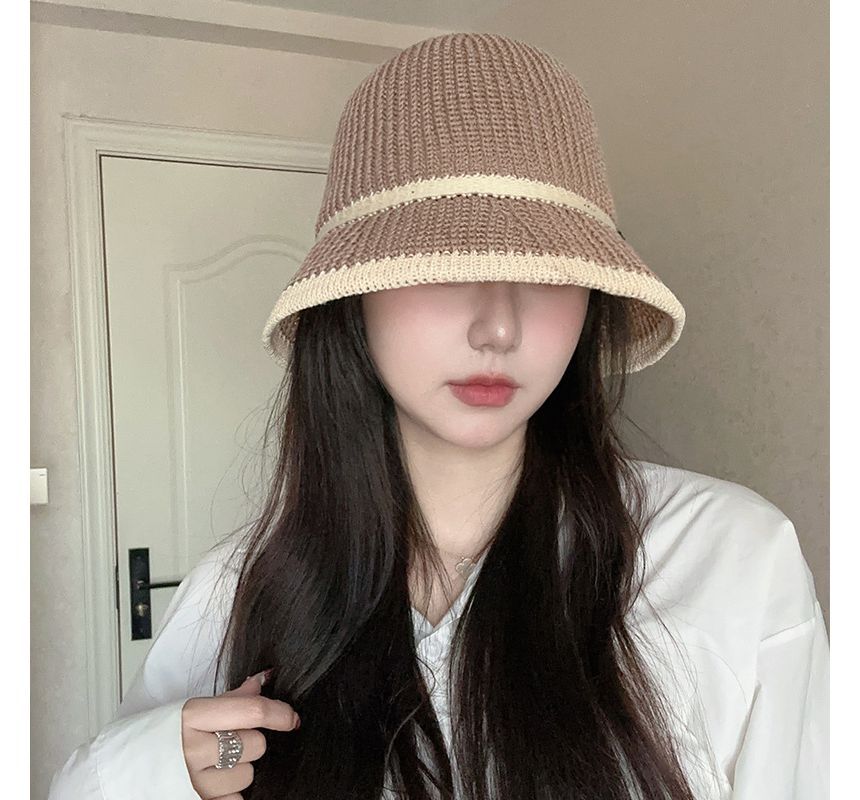 Contrast Trim Straw Bucket Hat SpreePicky