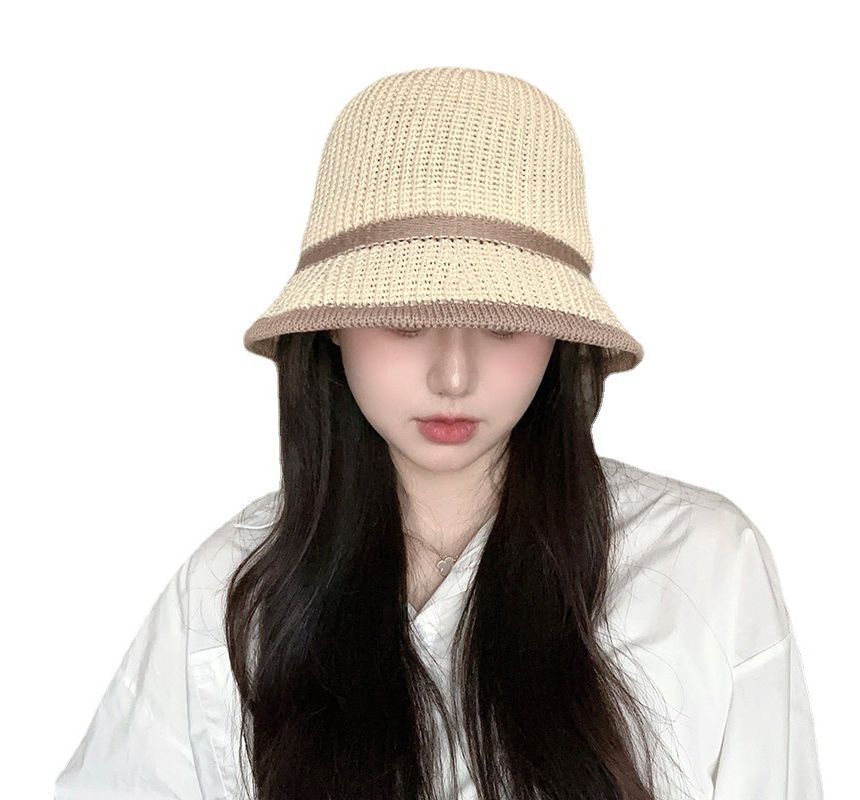 Contrast Trim Straw Bucket Hat SpreePicky