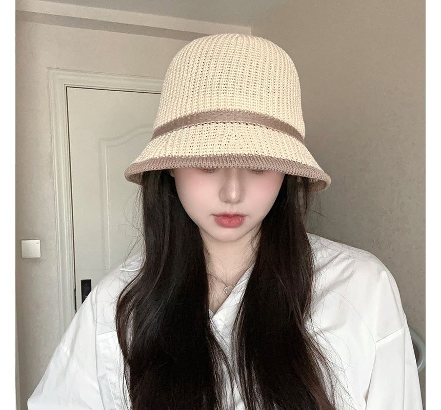 Contrast Trim Straw Bucket Hat SpreePicky