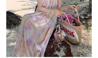 Halter Tie Dye Midi Smock Dress SpreePicky