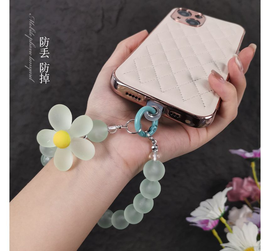 Floral Bead Phone Strap with Lanyard Pad SpreePicky