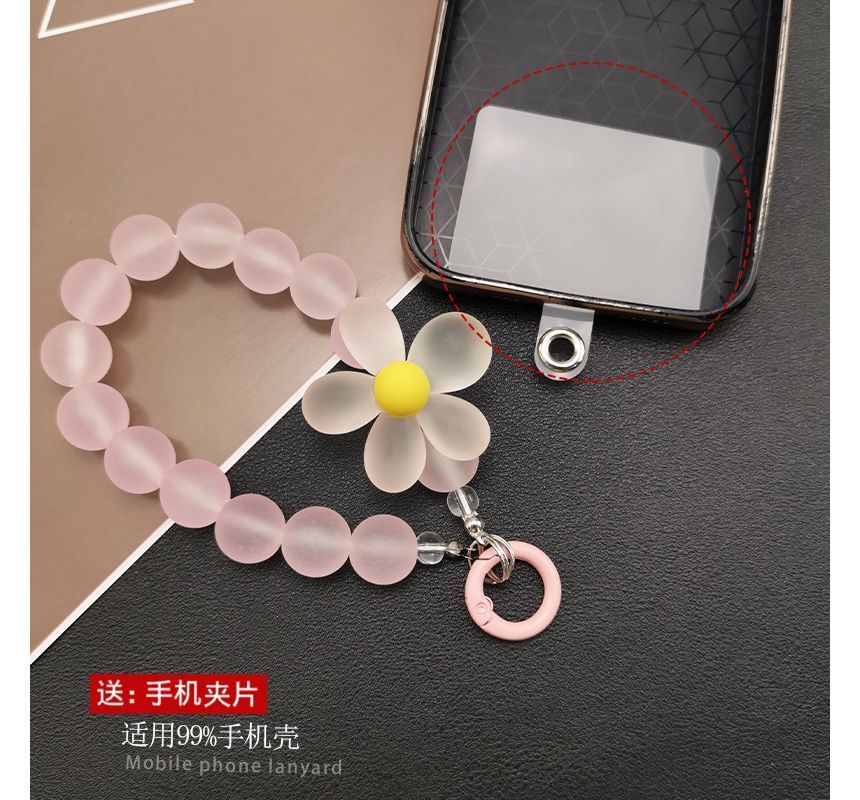 Floral Bead Phone Strap with Lanyard Pad SpreePicky