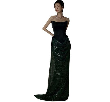 Strapless Sequin Trumpet Evening Gown SpreePicky