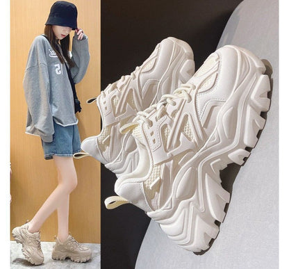 Plain Platform Panel Mesh Sneakers SpreePicky