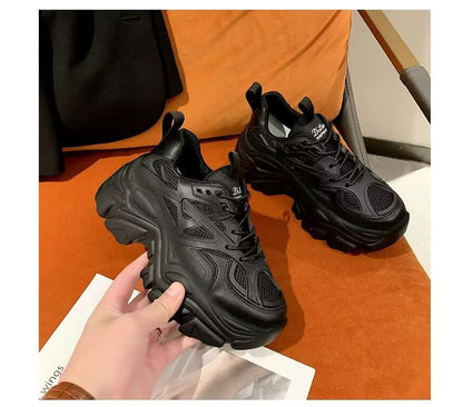 Plain Platform Panel Mesh Sneakers SpreePicky