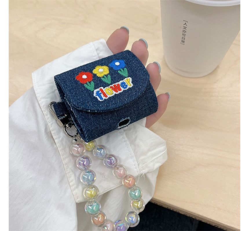 Floral Embroidered Denim AirPods / Pro Earphone Case Skin SpreePicky