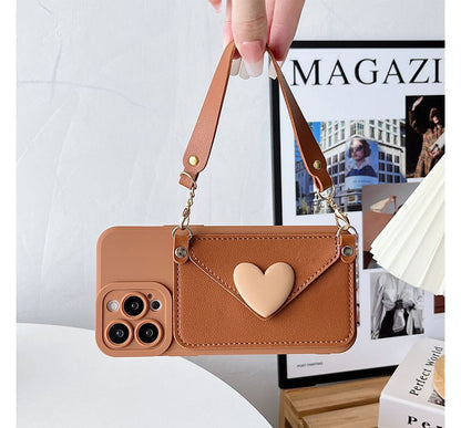 Heart Coin Purse Crossbody Strap Phone Case - iPhone 14 Pro Max / 14 Pro / 14 Max / 14 / 13 Pro Max / 13 Pro / 13 / 13 mini / 12 Pro Max / 12 Pro / 12 / 12 mini / 11 Pro Max / 11 Pro / 11 / SE / XS Max / XS / XR / X / 8 / 8 Plus / 7 / 7 Plus SpreePicky