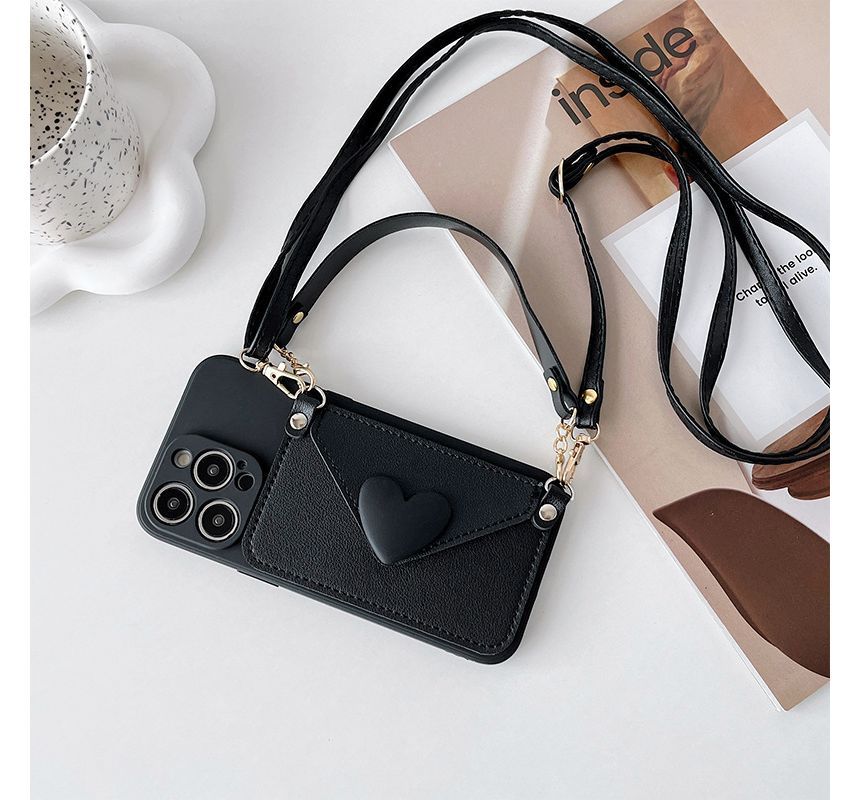 Heart Coin Purse Crossbody Strap Phone Case - iPhone 14 Pro Max / 14 Pro / 14 Max / 14 / 13 Pro Max / 13 Pro / 13 / 13 mini / 12 Pro Max / 12 Pro / 12 / 12 mini / 11 Pro Max / 11 Pro / 11 / SE / XS Max / XS / XR / X / 8 / 8 Plus / 7 / 7 Plus SpreePicky