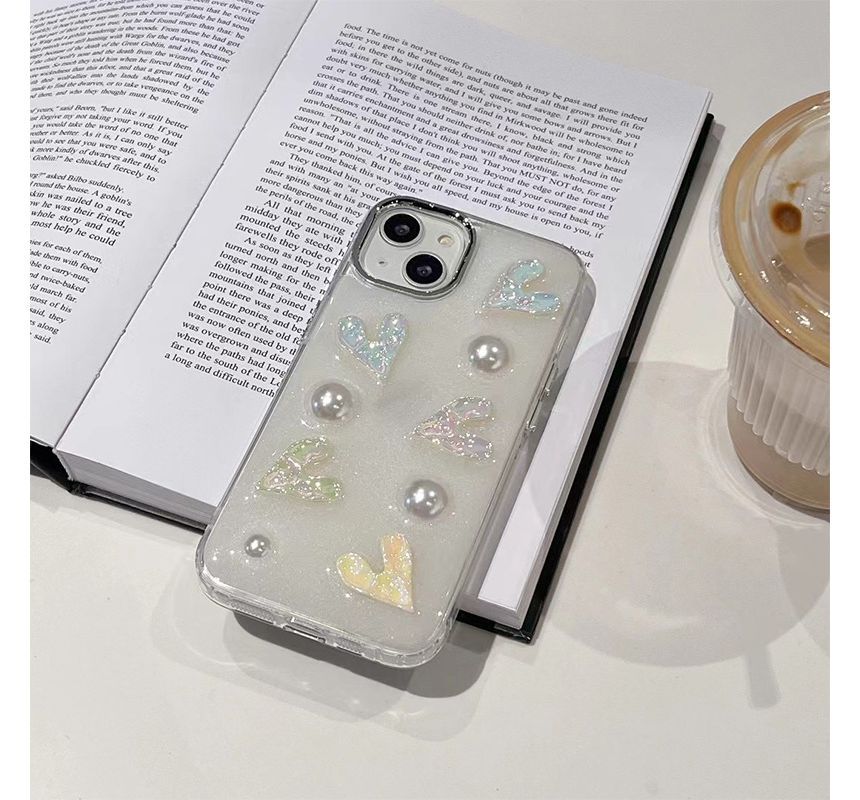 Heart Faux Pearl Phone Case - iPhone 14 Pro Max / 14 Pro / 14 Max / 14 / 13 Pro Max / 13 Pro / 13 / 13 mini / 12 Pro Max / 12 Pro / 12 / 12 mini / 11 Pro Max / 11 Pro / 11 / SE / XS Max / XS / XR / X / 8 / 8 Plus / 7 / 7 Plus SpreePicky