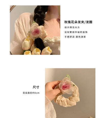 Rose Organza Scrunchie / Hair Clip / Hair Clamp SpreePicky