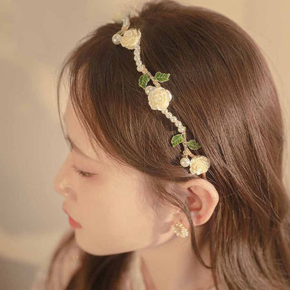 Rose Faux Pearl Alloy Headband SpreePicky