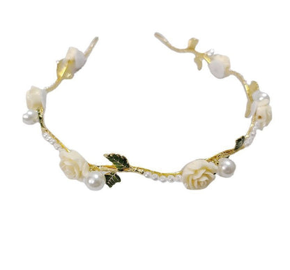 Rose Faux Pearl Alloy Headband SpreePicky