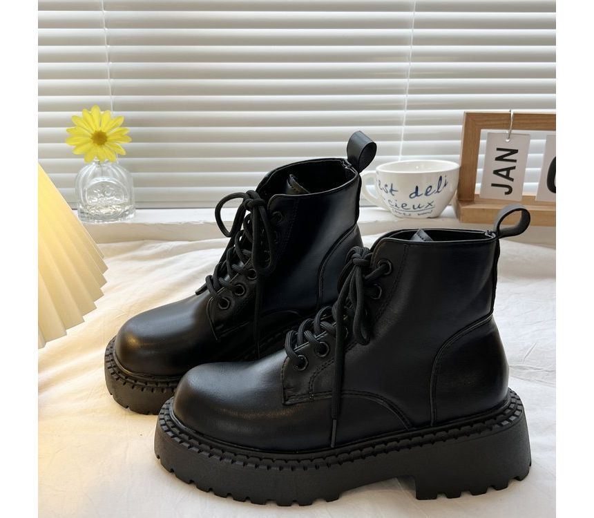 Platform Lace Up Short Boots mySite