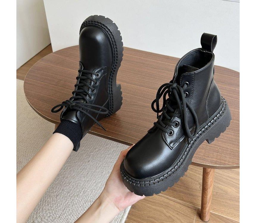 Platform Lace Up Short Boots mySite