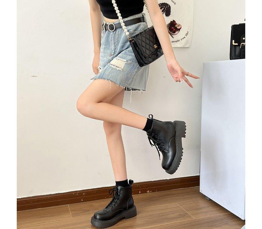 Platform Lace Up Short Boots mySite