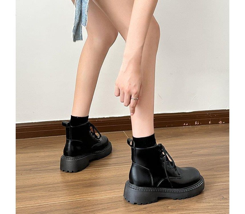 Platform Lace Up Short Boots mySite