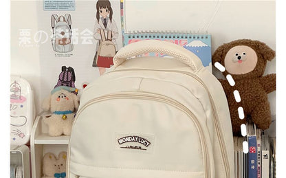 Lettering Label Buckled Flap Laptop Backpack SpreePicky