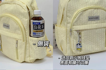 Plain Shirred Lettering Label Applique Backpack SpreePicky