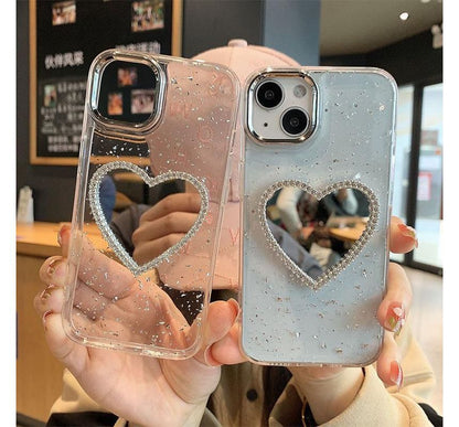 Heart Mirrored Phone Case - iPhone 14 Pro Max / 14 Pro / 14 Max / 14 / 13 Pro Max / 13 Pro / 13 / 13 mini / 12 Pro Max / 12 Pro / 12 / 12 mini / 11 Pro Max / 11 Pro / 11 / SE / XS Max / XS / XR / X / 8 / 8 Plus / 7 / 7 Plus SpreePicky