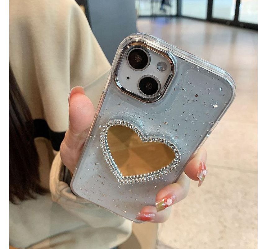 Heart Mirrored Phone Case - iPhone 14 Pro Max / 14 Pro / 14 Max / 14 / 13 Pro Max / 13 Pro / 13 / 13 mini / 12 Pro Max / 12 Pro / 12 / 12 mini / 11 Pro Max / 11 Pro / 11 / SE / XS Max / XS / XR / X / 8 / 8 Plus / 7 / 7 Plus SpreePicky