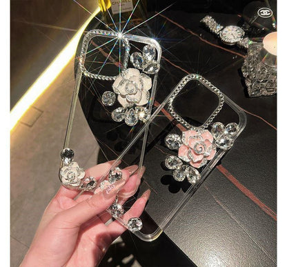 Floral Rhinestone Transparent Phone Case - iPhone 14 Pro Max / 14 Pro / 14 Max / 14 / 13 Pro Max / 13 Pro / 13 / 13 mini / 12 Pro Max / 12 Pro / 12 / 12 mini / 11 Pro Max / 11 Pro / 11 / SE / XS Max / XS / XR / X / 8 / 8 Plus / 7 / 7 Plus SpreePicky