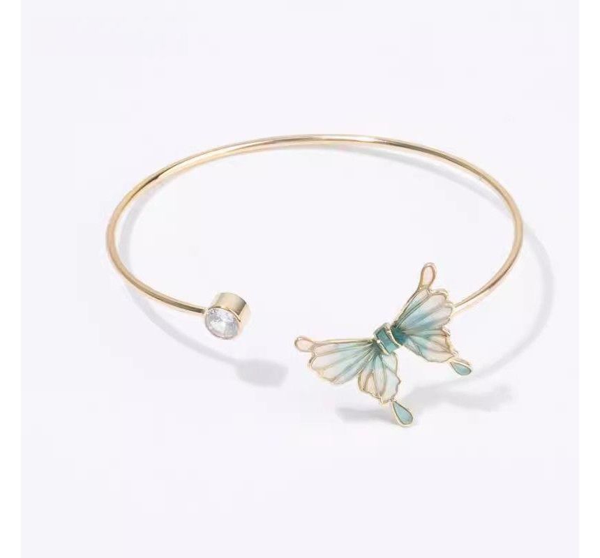 Rhinestone Butterfly Open Bangle SpreePicky