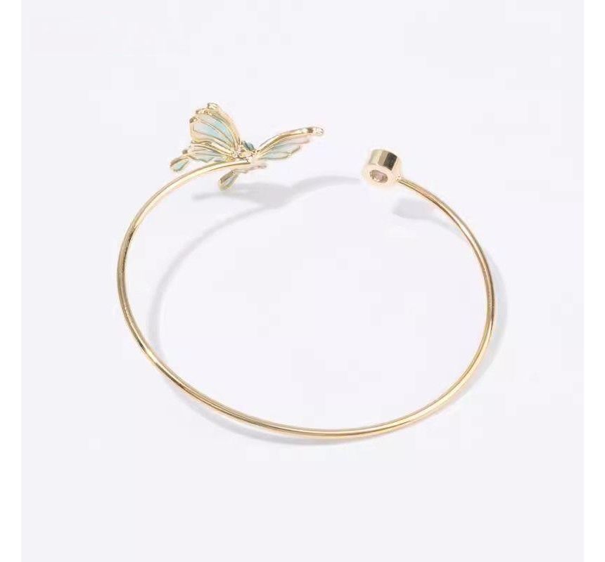 Rhinestone Butterfly Open Bangle SpreePicky