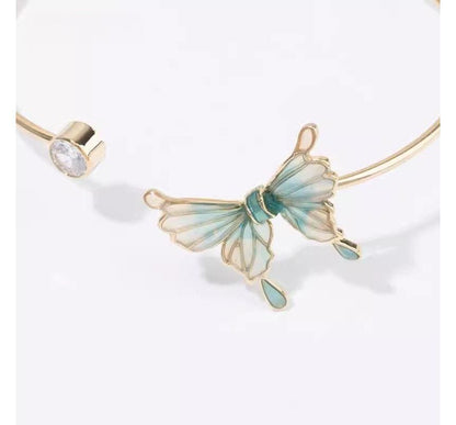 Rhinestone Butterfly Open Bangle SpreePicky