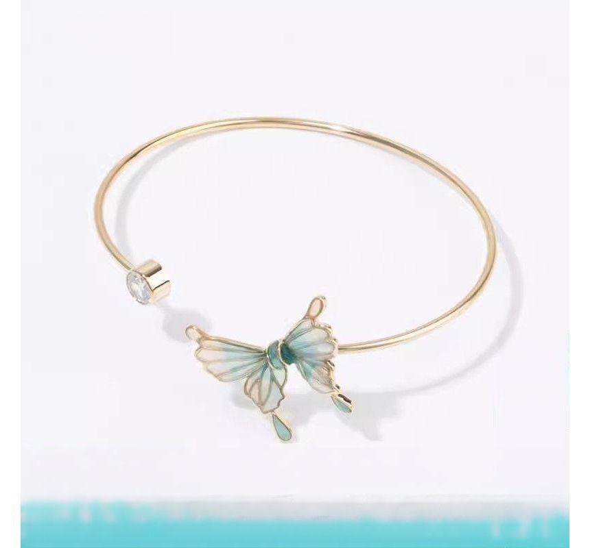 Rhinestone Butterfly Open Bangle SpreePicky