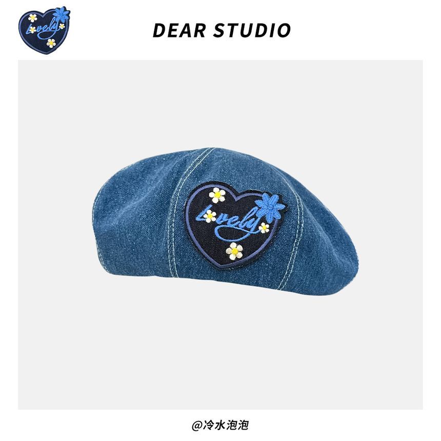 Applique / Denim Beret Hat SpreePicky