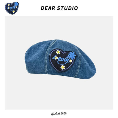 Applique / Denim Beret Hat SpreePicky