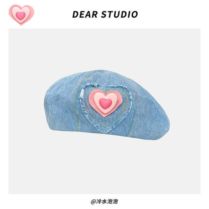 Applique / Denim Beret Hat SpreePicky