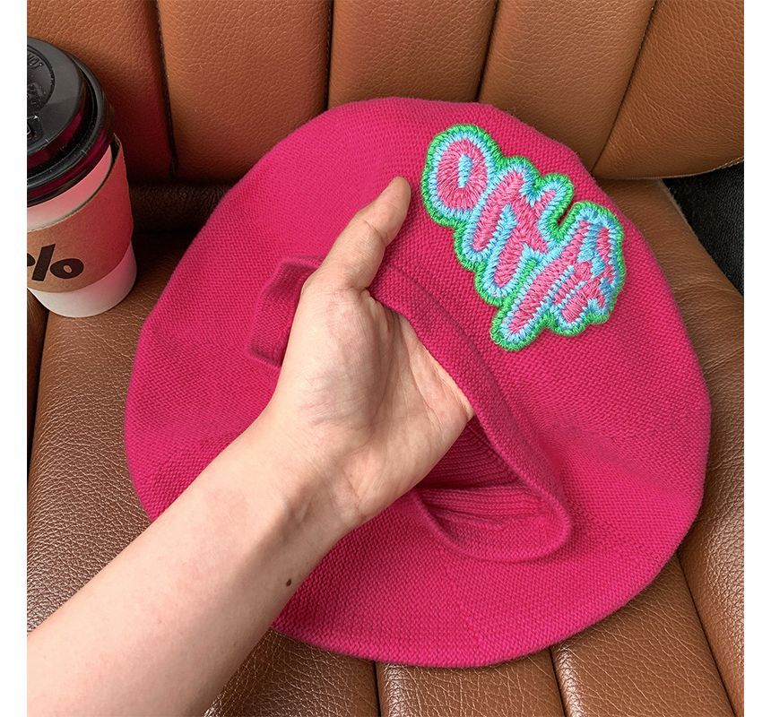 Chinese Characters Applique Knit Beret Hat SpreePicky