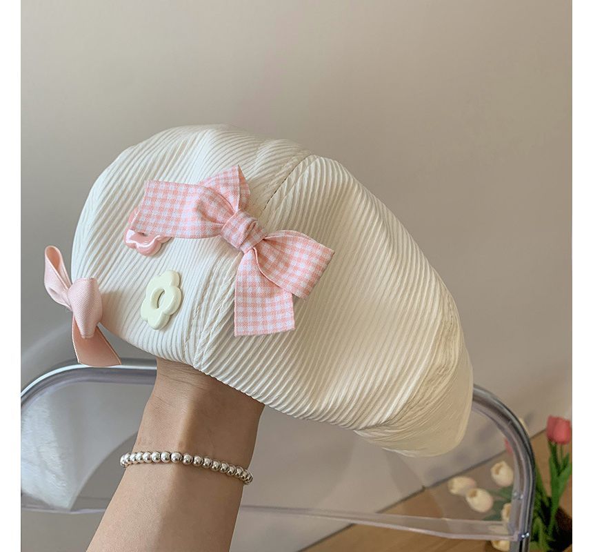 Bow Floral Beret Hat SpreePicky