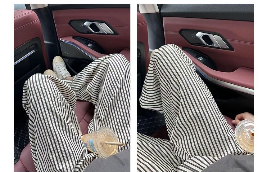 High Rise Striped Printed Wide Leg Drawstring Sweatpants SpreePicky