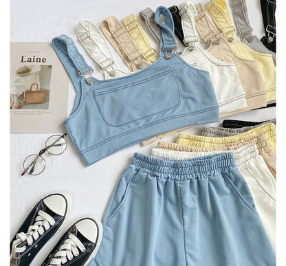 Set: Plain Crop Tank Top + Shorts mySite